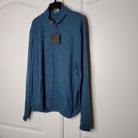 Nordstrom Shop Front Half Zip Pullover Sweater Long Sleeves Blue Coronet X-Large - Picture 1 of 4